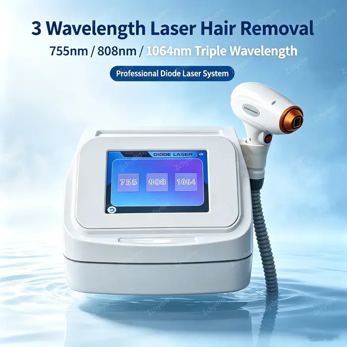 Équipement de beauté professionnel pour salon, épilateur laser à diodes 755 808 1064nm, refroidissement par glace, épilation indolore.