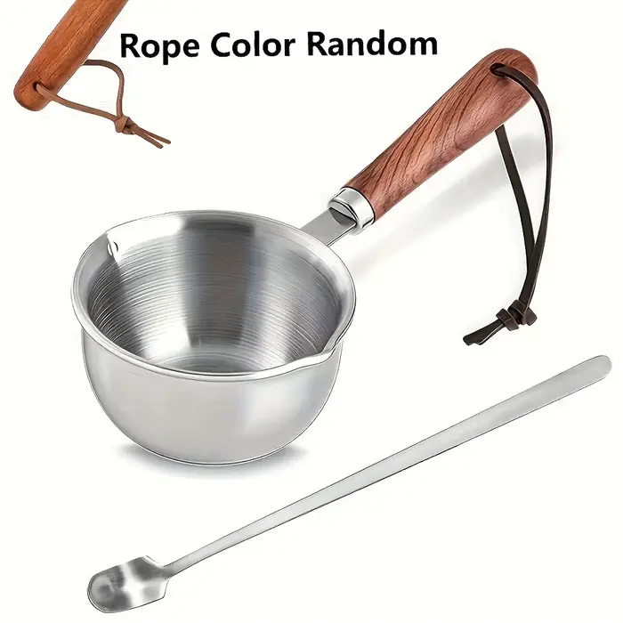 Pot en acier inoxydable de 10oz avec manche en bois