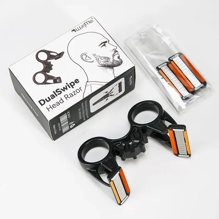 Tondeuse rapide pour crâne chauve, outil de toilettage créatif double face, portable, pour une coupe de cheveux nette, accessoire de rasoir de sécurité lavable