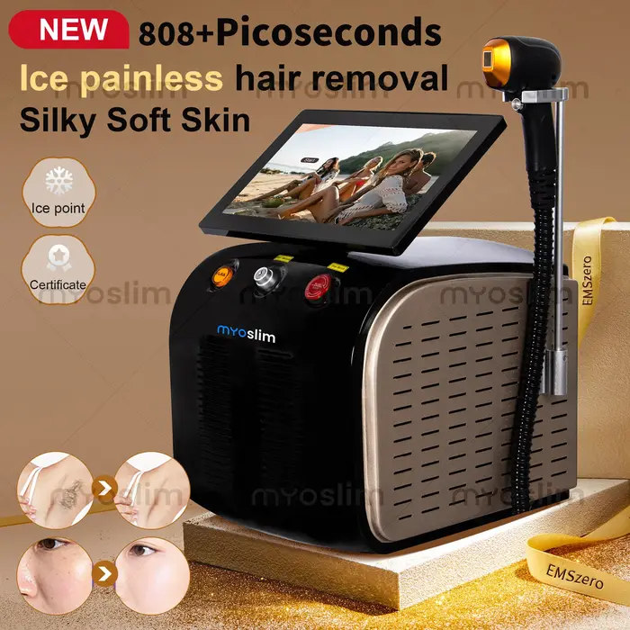 Nouvel appareil d'épilation au laser diode portable 755nm 808nm 1064nm 5000W Ice Platinum
