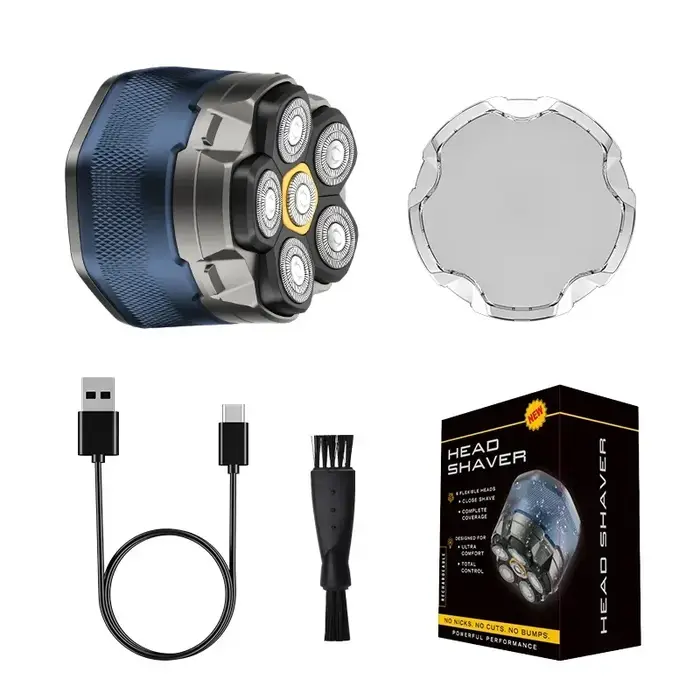 Rasoir électrique 6D pour hommes chauve, tête de rasage magnétique améliorée, affichage LED recharge