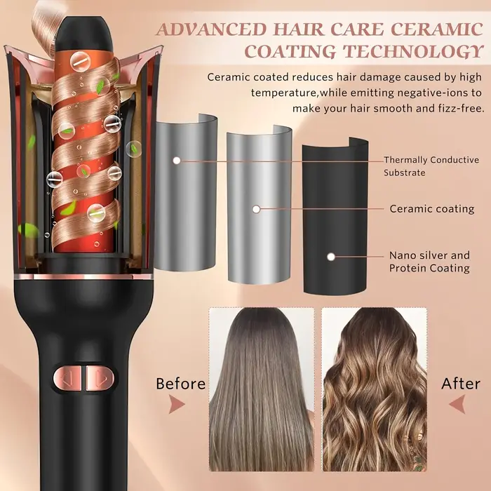 Bigoudi automatique pour cheveux, fer à friser automatique, bigoudi rotatif en céramique, baguette r