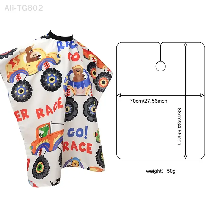 Cape de Coiffure Professionnelle pour Enfants Motif Voiture de Dessin Animé – Robe de Coupe pour Salon