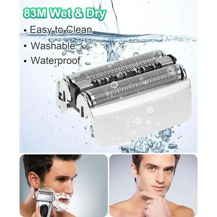 2 PCS 83M Tête de rechange en plastique et métal argenté pour rasoir électrique Braun série 8 S8