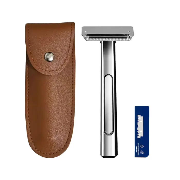RZACLEA 20T Glide Pro 4D Rasoir de sécurité à double tranchant avec demi-lame et étui de voyage en c
