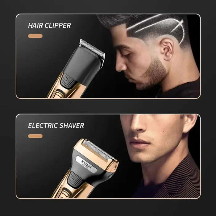 Kit de toilettage KEMEI 3 en 1, rasoir électrique pour hommes, tondeuse à barbe, tondeuse à cheveux, tondeuse à nez et oreilles, rasoir pour le visage, rechargeable