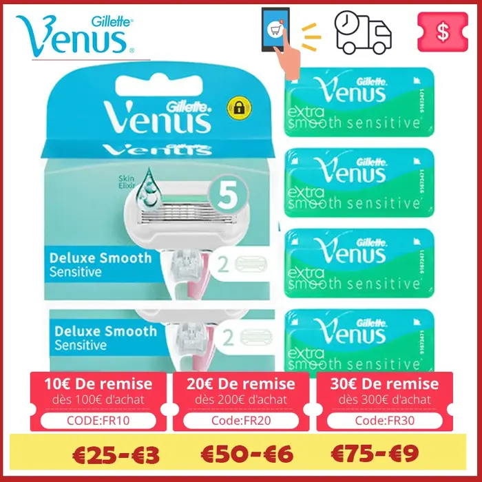 Gillette – lames de rasoir à 5 couches en aloès Venus