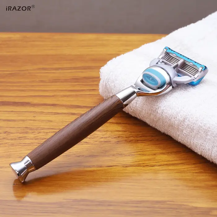 Rasoir Classique à 5 Couches avec Manche en Bois pour Homme