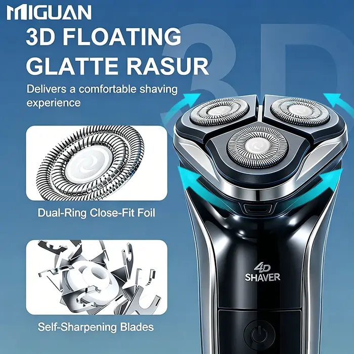 Rasoir électrique pour hommes, mini rasoir électrique, rasoir à 3 lames, rechargeable par USB, compact et portable, cadeau de vacances pour hommes