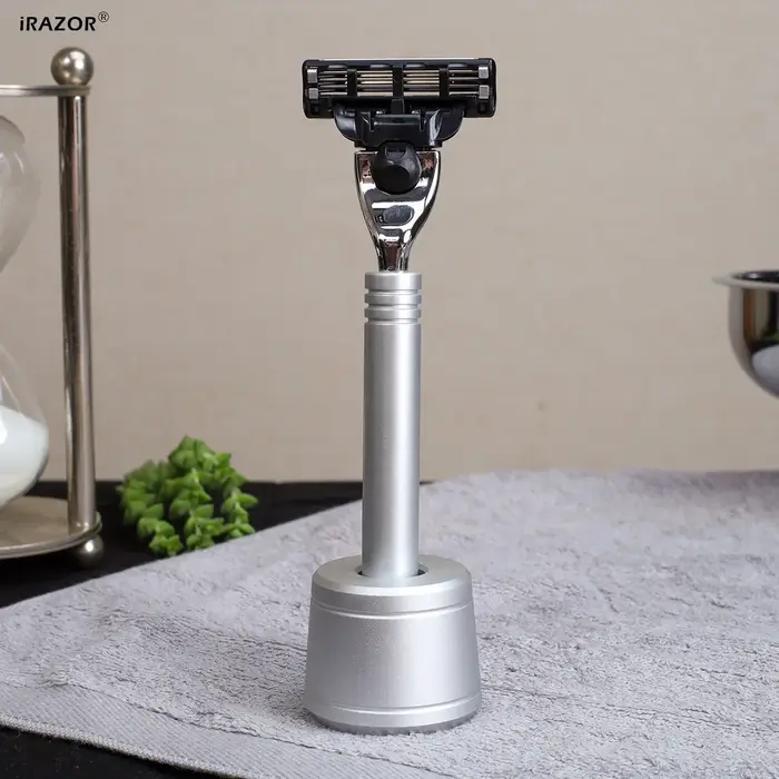 iRAZOR Classic Mach 3 Kit de rasoir 3 couches avec support-barbier rasoir humide outil de toilettage