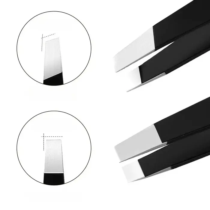 Pince à sourcils noire en acier inoxydable