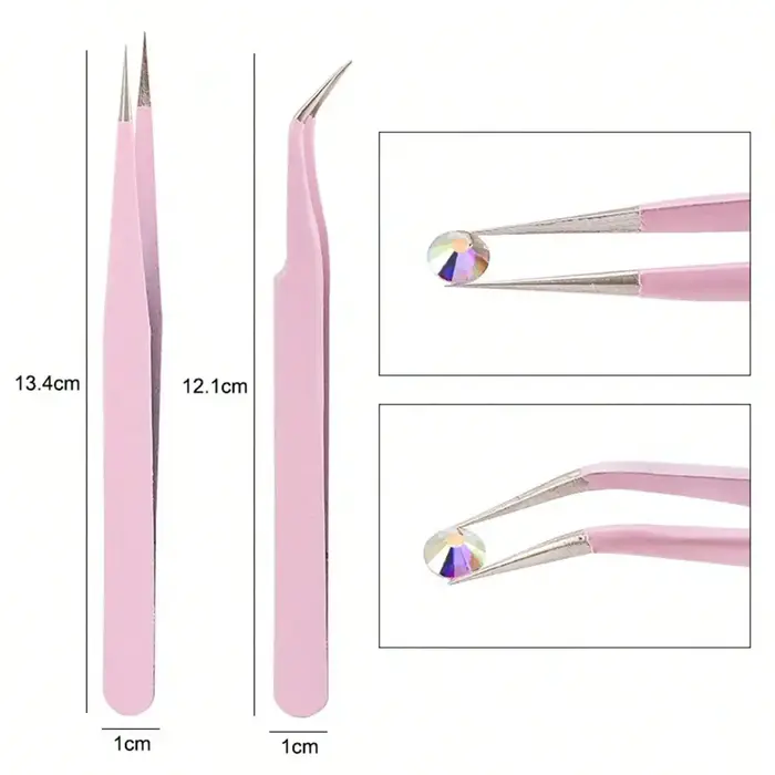 Pincettes roses en acier inoxydable pour Nail Art