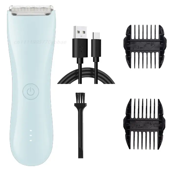  Tondeuse à poils corporels, tondeuse pubienne, rasoir pour les parties intimes, pour hommes et femmes, rasoir électrique, épilateur pour hommes avec lumière LED, USB Type-C 