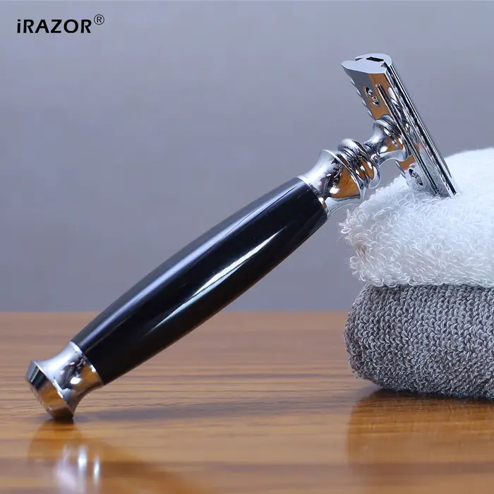 IRAZOR Ensemble de rasage classique – Rasoir de sécurité double tranchant avec 10 lames originales