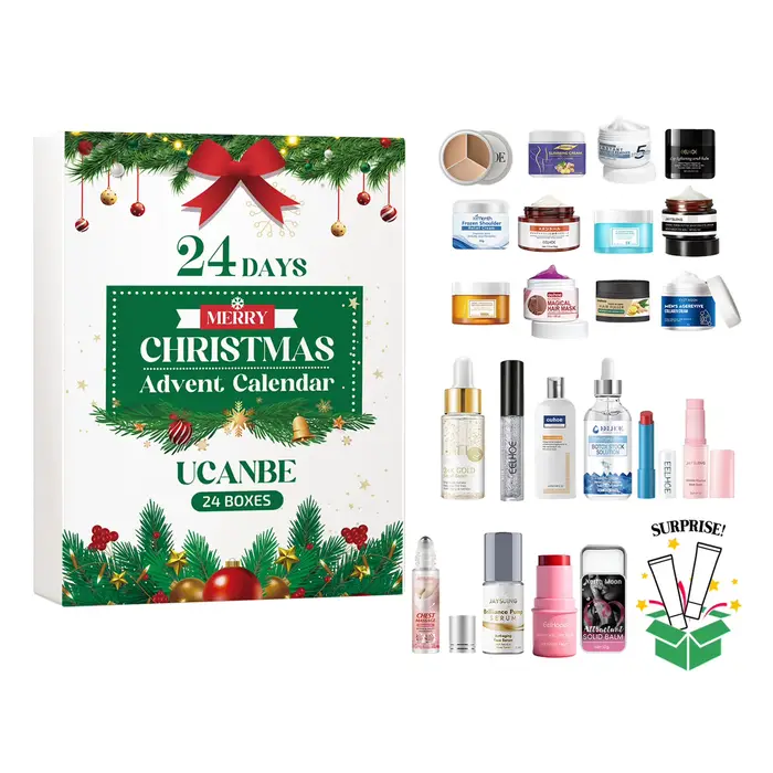 Calendrier de l'avent beauté de noël, ensemble de soins pour la peau, 24 jours, maquillage luxueux, 