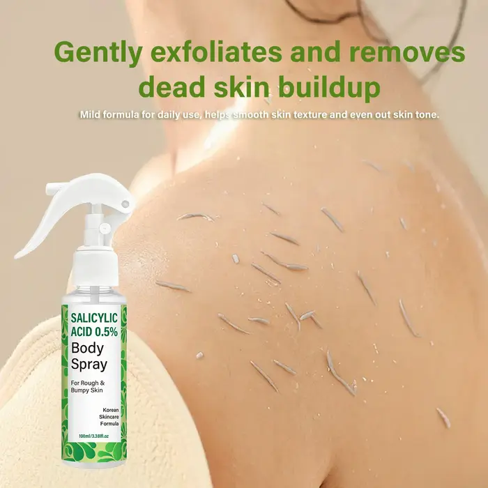 Spray corporel à l'acide salicylique 0,5% avec acide glycolique et panthénol – Formule coréenne pour peaux rugueuses et irrégulières