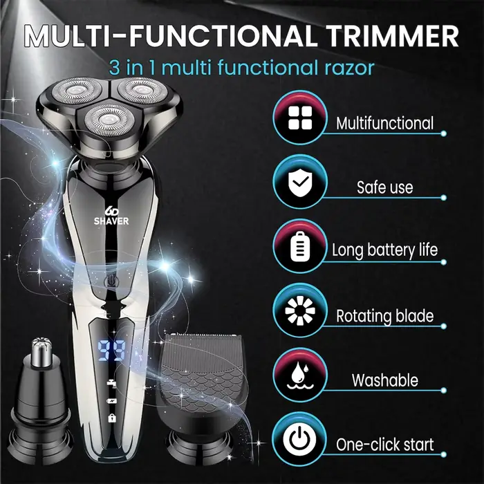 Rasoir électrique Rechargeable pour hommes, ensemble tondeuse tout-en-un avec tondeuse de nez, favor