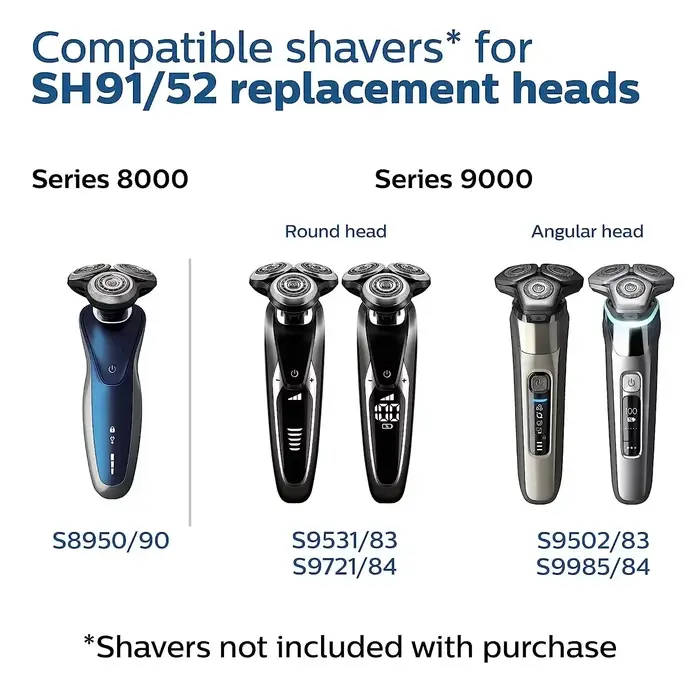 Tête de rasoir de rechange SH91 compatible avec Philips Norelco Série 9000 (S9xxx) et S9000 Prestige (SP98xx)