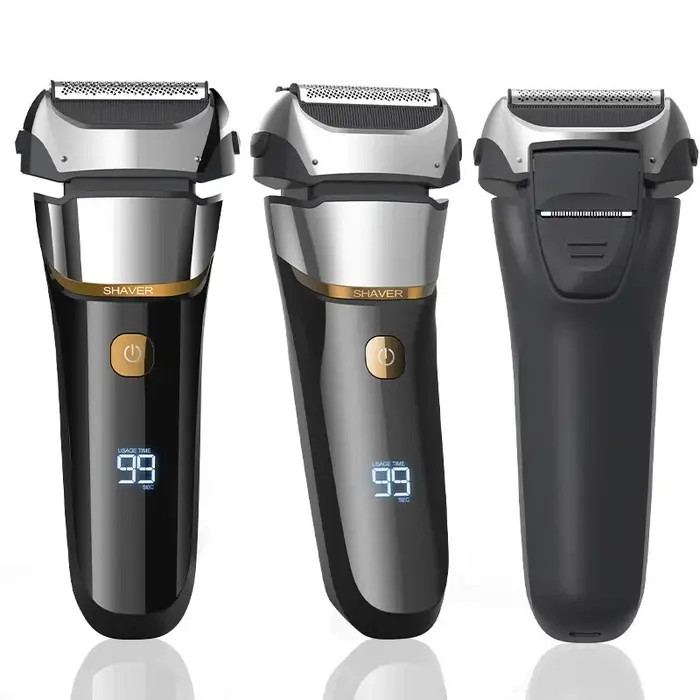 Rasoir électrique 4D pour hommes, Rechargeable, pour barbier, USB type-c, étanche, HT-909