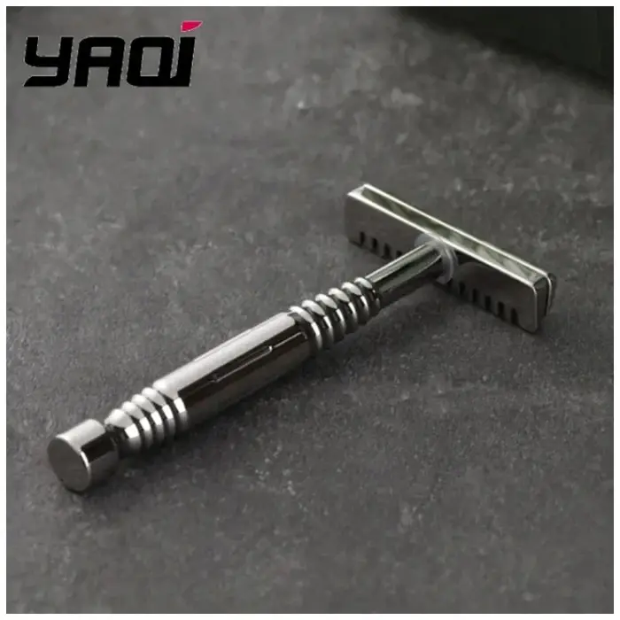 Rasoir de sécurité Romulus Open Comb YAQI, acier inoxydable 316 poli, lame AC à simple tranchant, rasage pour hommes