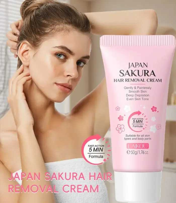 LAIKOU Sakura crème d'épilation rapide indolore inhibiteur de croissance des cheveux bras aisselles jambes zones intimes pour hommes femme 50g