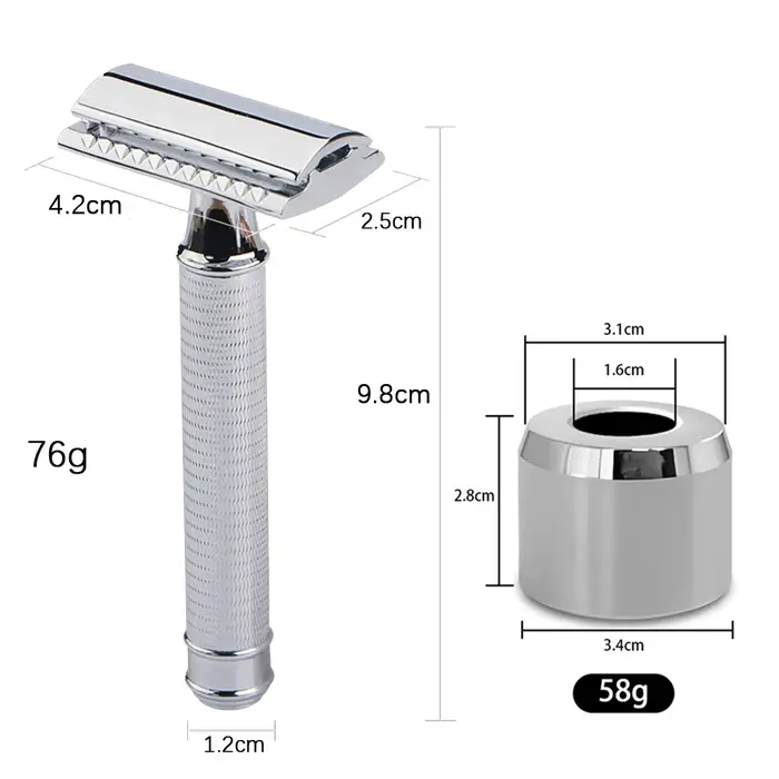 JOKMAE 07TS rasoir de sécurité en acier inoxydable pour homme avec support Double lame support Base 