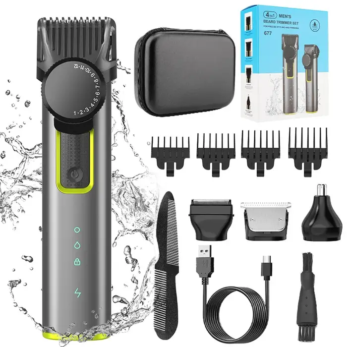 Tondeuse à barbe électrique sans fil pour hommes, tondeuse à cheveux réglable, kit de barbiers profe