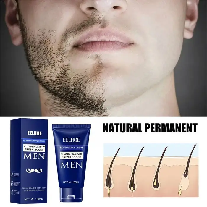 Crème Épilatoire Indolore pour Homme, Peau Lisse, Visage, Bras, Jambes, Inhibiteur du Corps, Naturel