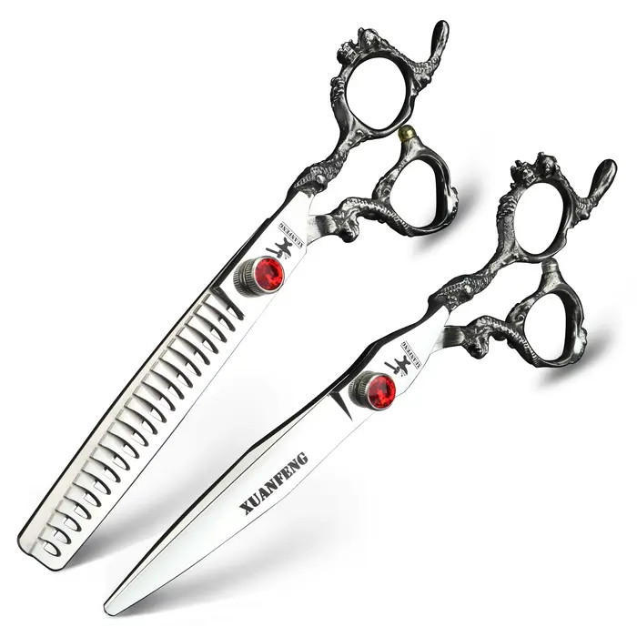 Ciseaux de barbier japonais en acier 440C, poignée Dragon 6 "7", ciseaux professionnels pour couper 