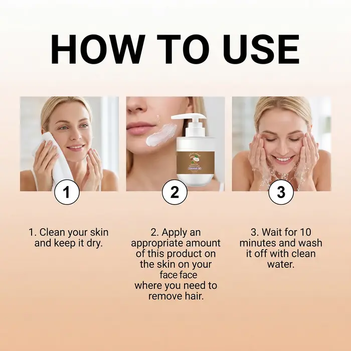 Crème dépilatoire à l'huile de coco pour le visage