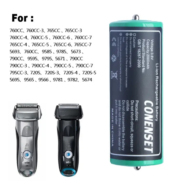 Batterie de Rechange UR18500L pour Rasoirs Électriques Braun Série 5