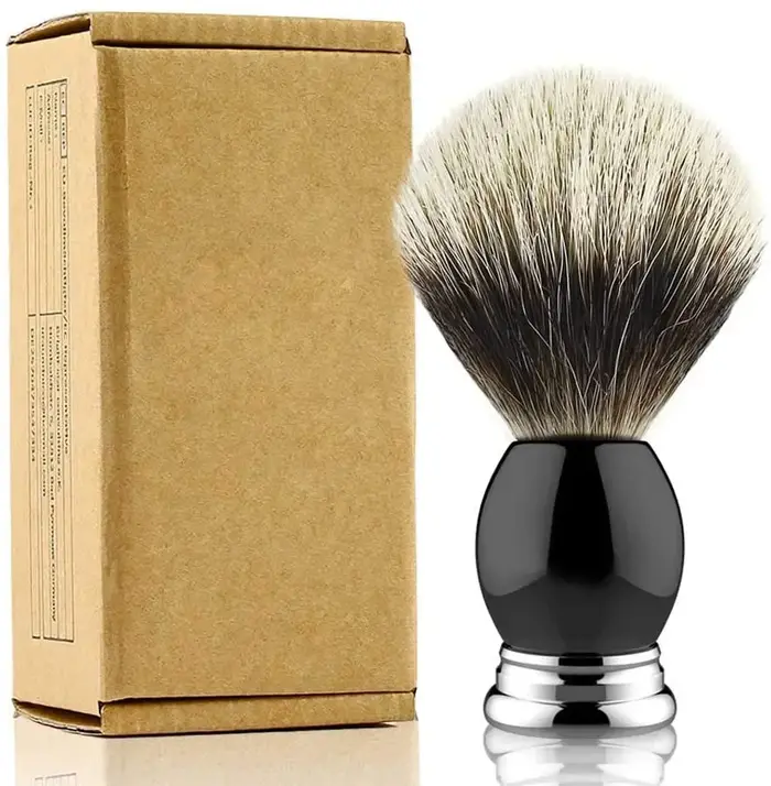 Brosse de rasage de luxe en poils de blaireau pur 100% argenté 22mm