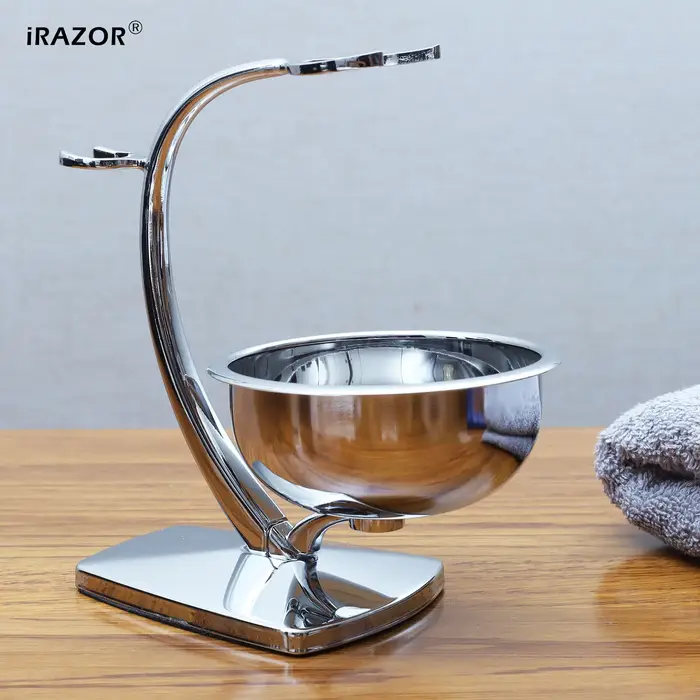 iRAZOR Ensemble de bols et supports de rasage avec base magnétique – Bol en acier 304 et support en 