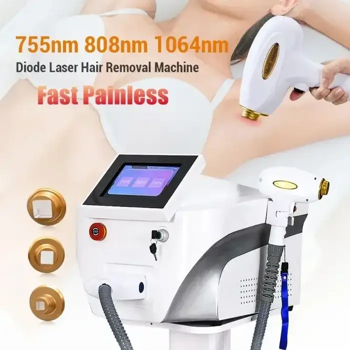 Machine portative d'épilation de Laser de Diode de platine de glace 808nm 755nm 808nm 1064nm épilateur indolore d'épilation pour le Salon de Spa