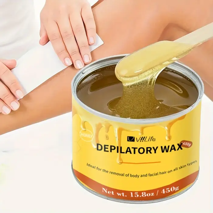 Viilife 450g Cire dépilatoire au miel pour épilation Adhesion douce Application facile Convient à to
