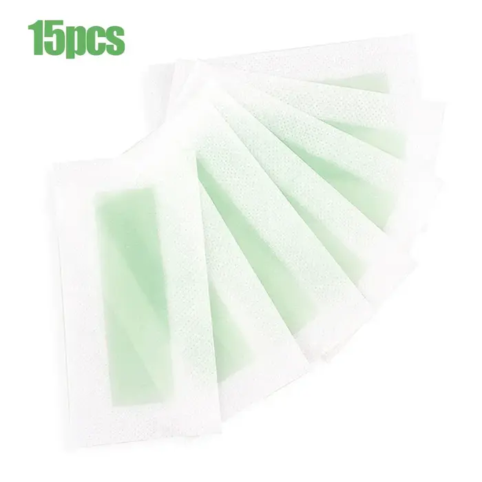 15 feuilles épilation bandes de cire indolore aisselles lèvres jambe corps cheveux enlever autocolla