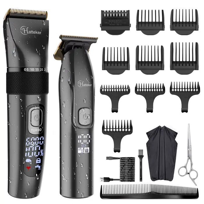 Hatteker-Tondeuse à cheveux pour hommes, ensemble de 2 machines, rasoir électrique aste pour hommes,