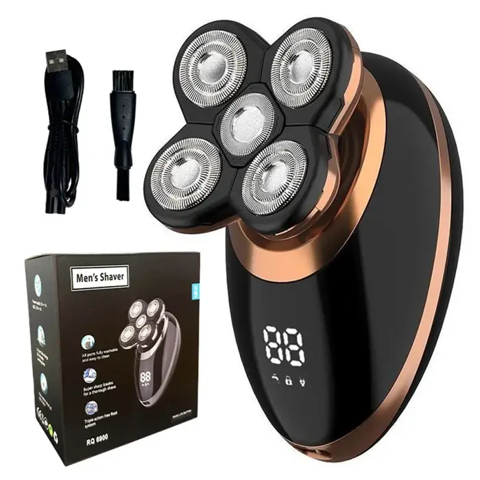 Rasoir électrique 5 en 1 pour hommes, tondeuse à cheveux pour tête chauve, tondeuse pour le nez, flo