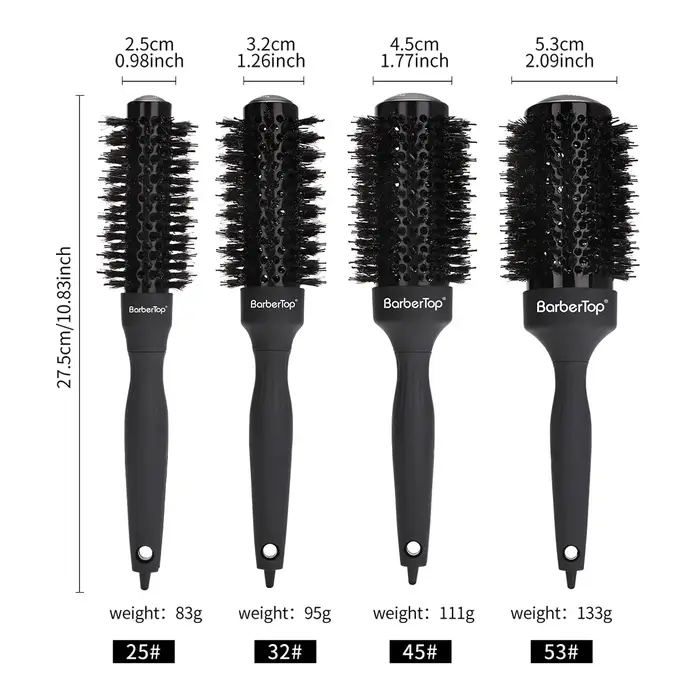 Barbertop peigne rond poils de sanglier baril