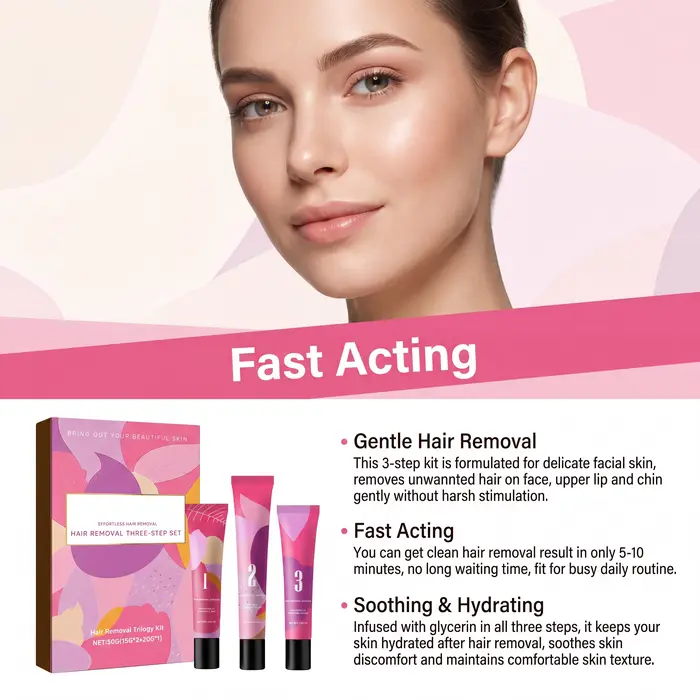 Kit de crème dépilatoire indolore pour le visage et le corps