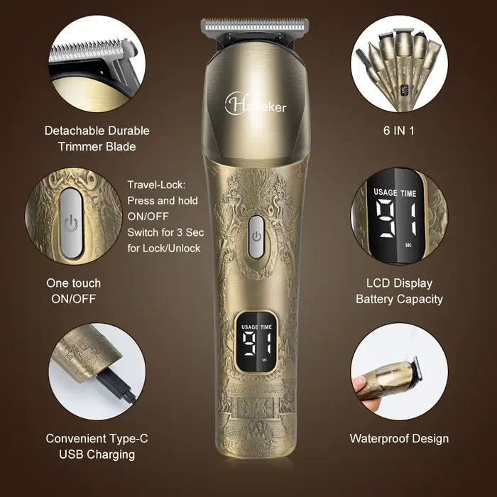 Hatteker-Tondeuse à cheveux électrique aste sans fil pour hommes, tondeuse multifonction, coupe de c
