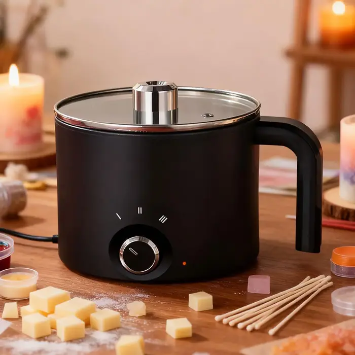 Pot à cire électrique en acier inoxydable de 1,5 L, grand format, antiadhésif, pour la fabrication de bougies