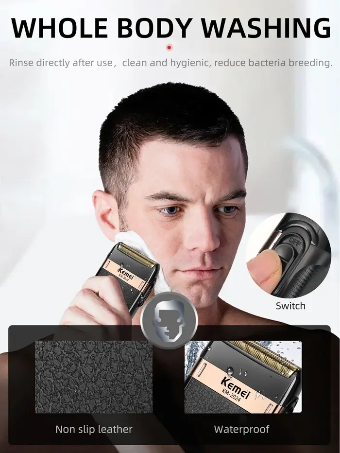 Kemei KM-2024 rasoir électrique pour hommes double lame alternative sans fil