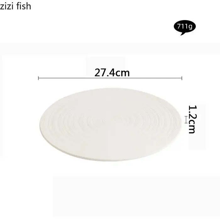 Assiette plate en céramique brossée circulaire