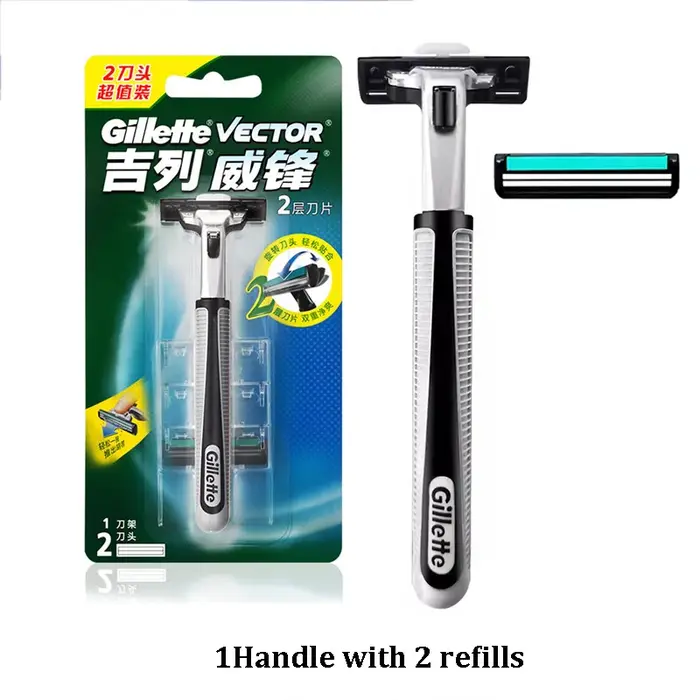 Gillette-Rasoir Vector 2 pour homme, rasoir à 2 couches, rasage pointu, rasoir manuel lisse, coupe d