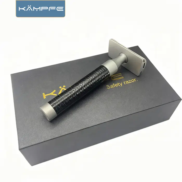 Rasoir de sécurité manuel en acier inoxydable KAMPFE, rasoir à double tranchant de style ancien avec