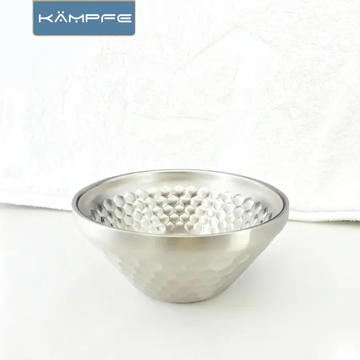 Bol à raser KAMPFE en acier inoxydable pour hommes, doré/argenté, pour le nettoyage du visage, pour 