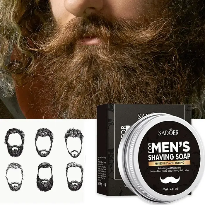 Savon à raser artisanal bio pour homme, barre de savon à barbe pour une mousse lisse, pour la fraîch