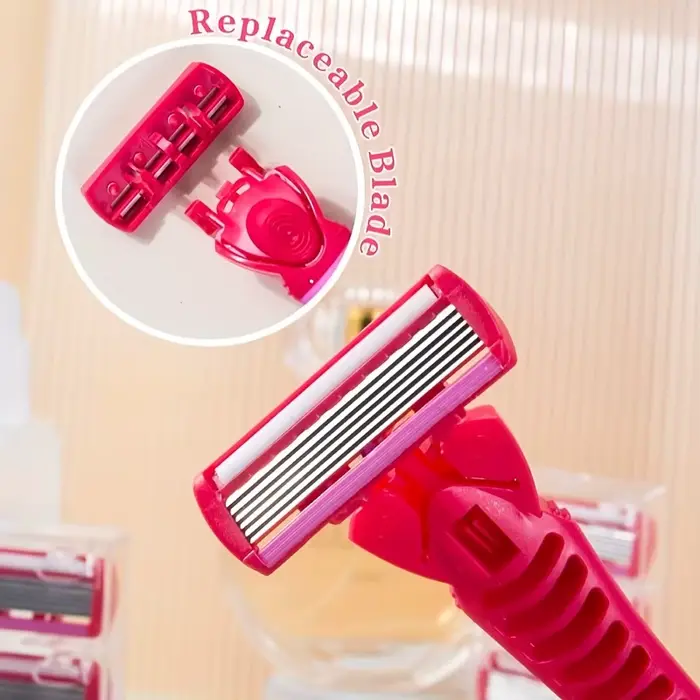 Rasoir pour femmes lame à 6 couches jambe cheveux aisselles couteau de rasage lames à 6