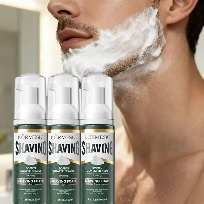 Mousse à raser 60 ml/flacon, parfumée, nettoyante, douce et dense, adoucit les poils de barbe, netto